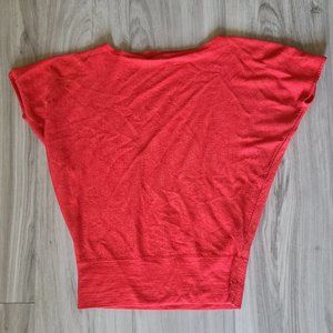 Express Orange-red Sweater Blouse Short Sleeves